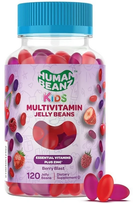 Human Beanz 아동용 아연이 함유된 멀티비타민 젤리빈 젤리 면역 지원 식이 보충제 채식주의자 베리 블래스트 젤리빈 120개 코셔, 1개, 120정 - 쿠팡