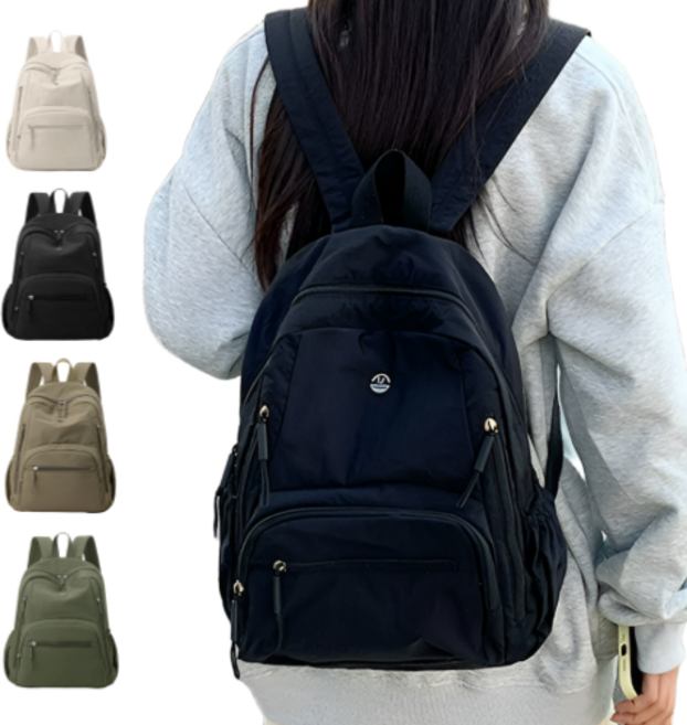 라이프윙 가벼운 기저귀 가방 백팩 유모차 직장인 여성 산모선물, 블랙