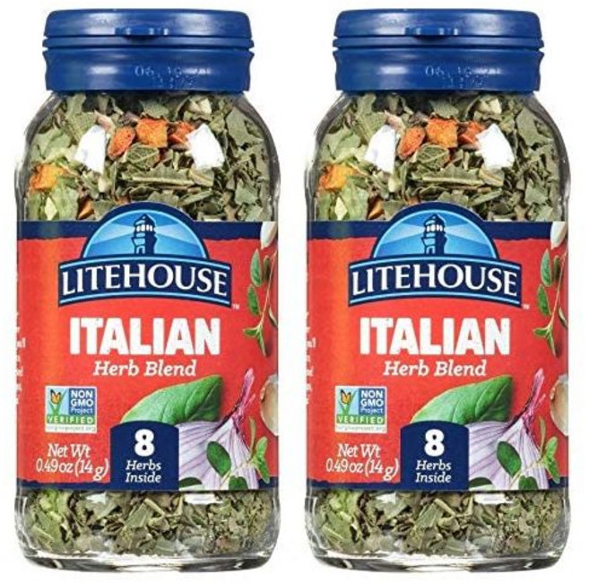 Litehouse 동결 건조 이탈리아 허브 블렌드 - 향신료 조미료 허브 글루텐 프리 채식주의자 케토 비 GMO 냉장 보관 필요 없음 요리용 0.49온스 2팩, 0.49 Ounce (Pack of 2), 2개, 14g