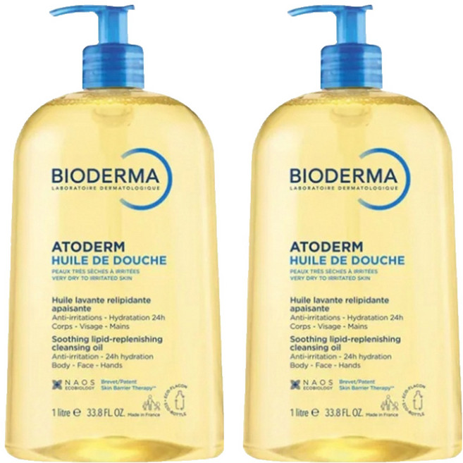 바이오더마 아토덤 윌 드 두쉬 수딩 리피드-리플레니싱 클렌징 오일, 2개, 1L