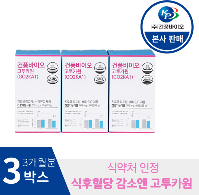 [본사판매] 식후혈당감소엔 키토올리고당 고투카원 3개월, 3박스, 90정