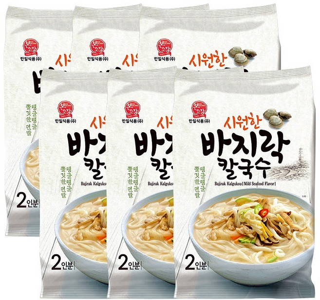 한일본고장 시원한 바지락 칼국수 2인분, 428g, 6개
