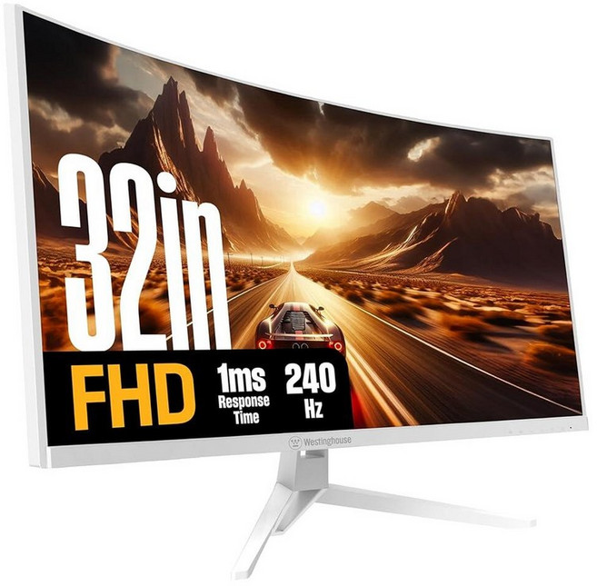 Westinghouse 81.3cm32인치 곡선형 풀 HD 화이트 게이밍 모니터 240Hz AMD FreeSync 지원 로우 모션 블러 1500R 커브 1920 x 1