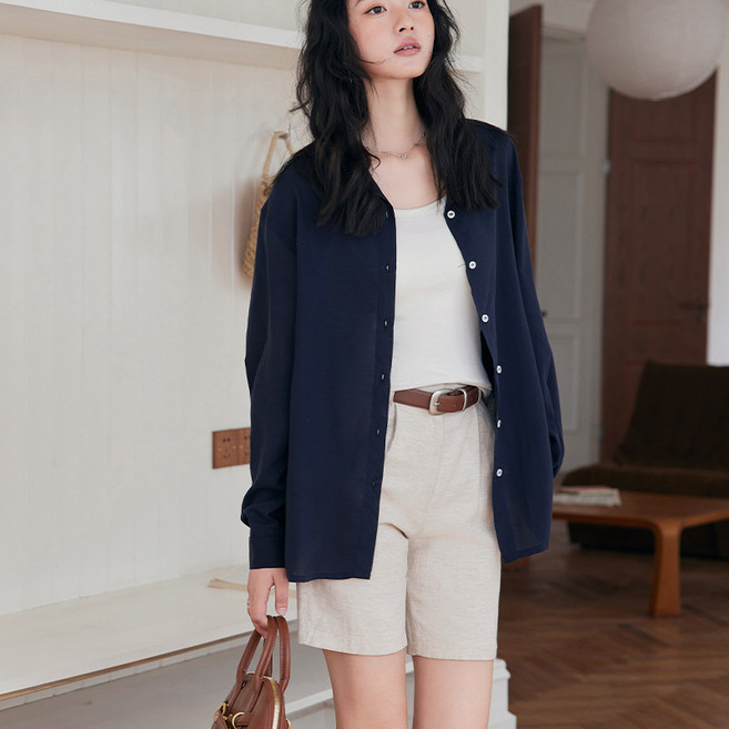 캐주얼 셔츠 여성 봄여름 긴팔 루즈핏 셔츠 카디건 상의