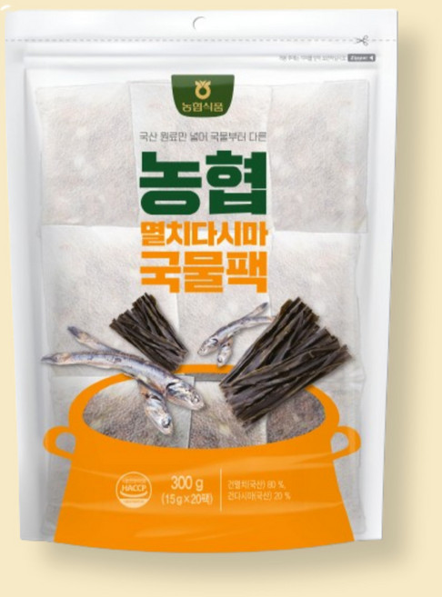 농협 멸치다시마 국물팩 20입 다시백 육수팩 국물내기, 300g