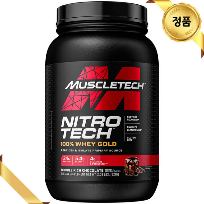 머슬테크 니트로 테크 100% 웨이 프로틴 골드 더블 리치 초콜릿 유청 단백질 921g(2.03lbs), 921g, 1개
