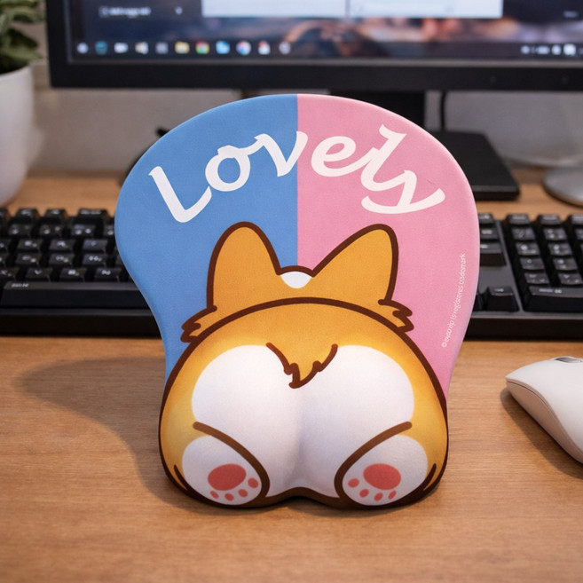 코기 엉덩이마우스패드 손목보호 캐릭터 마우스 손목패드 받침대, 1개, 멀티컬러