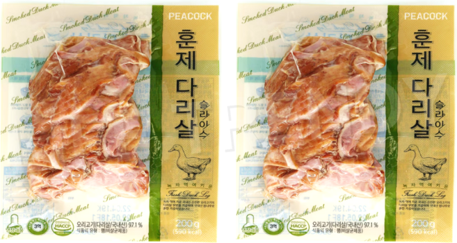 피코크 훈제 오리 다리살, 2개, 200g