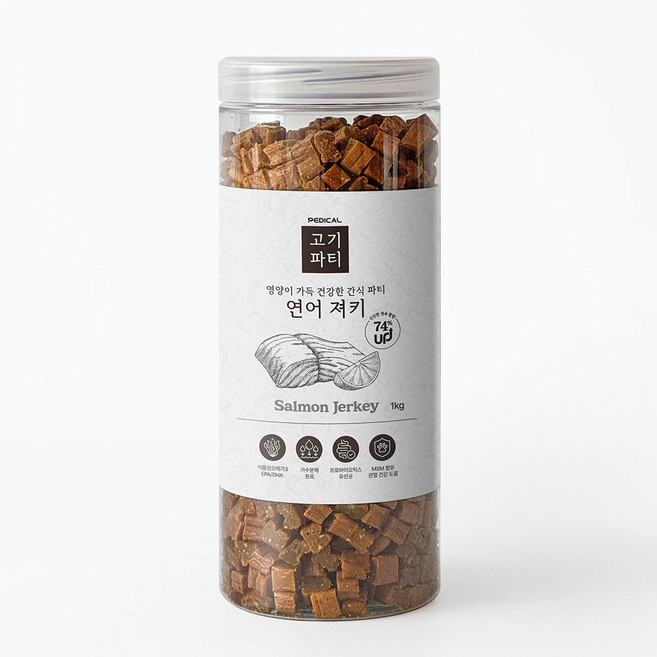 페디칼 고기파티 져키 강아지간식 유통기한 26년 09월 까지, 1개, 1kg, 연어