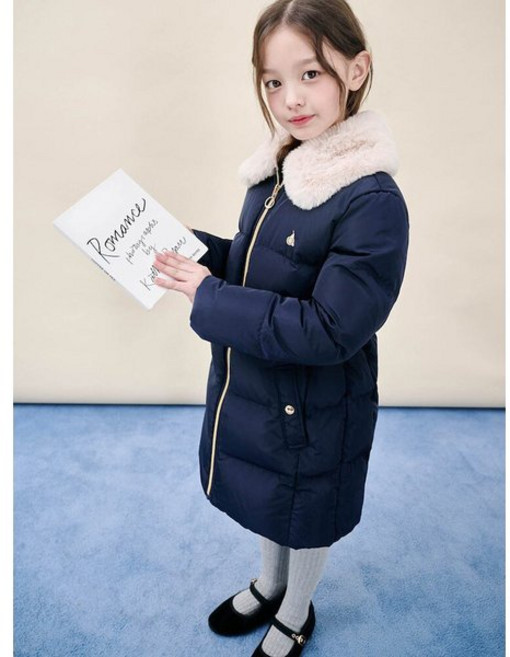 ❲매장❳ 빈폴키즈 키즈 자켓 점퍼 여아 샤이니 덕다운 롱패딩 - 네이비 (BI5Y38G02R) 주니어 아동