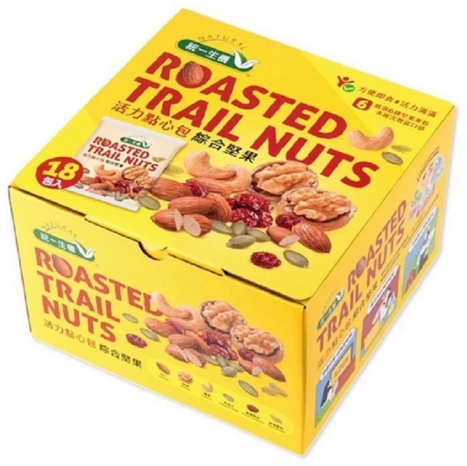 統一生機 綜合堅果 活力點心包 38公克x18包/盒, 1箱, 684g
