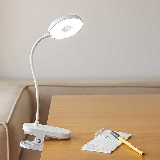 킨하우스 밝기조절 3색 온도 LED 집게 스탠드, 화이트