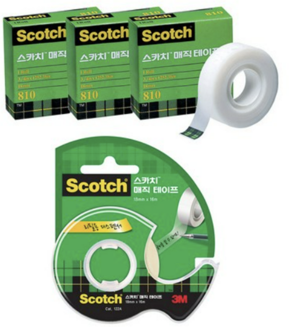 쓰리엠 스카치 매직 테이프 리필 18mm x 15m 3p + 디스펜서 122 18mm x 16m, 5세트