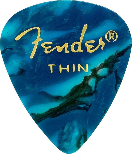 Fender 클래식 셀룰로이드 기타 피크 351 모양 액세서리 화이트 헤비 12팩 371767, 얇음, 12개, 오션 터퀴즈