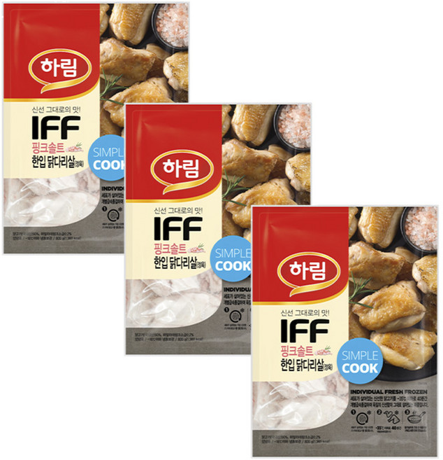 하림 IFF 핑크솔트 한입 닭다리살(정육) 800g 3봉, (신선) 하림 IFF 핑크솔트 한입 닭다리살(정육) 8, 3개
