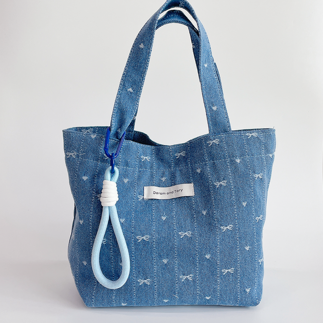 다람앤토리 데일리 데님 토트백 손가방 파우치백(스트랩 포함)