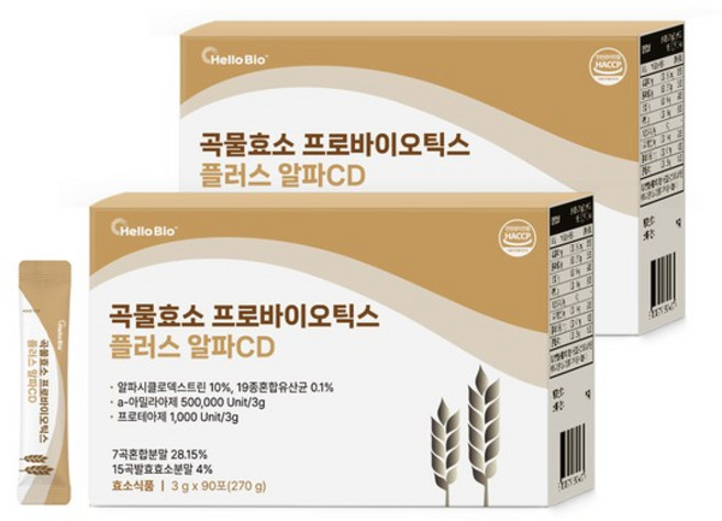헬로바이오 곡물효소 프로바이오틱스 알파CD 플러스, 3g, 180개