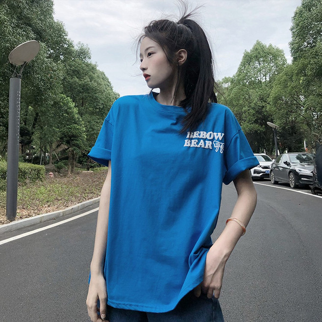 블랑루즈 베어베니 블루 캐주얼 반팔티