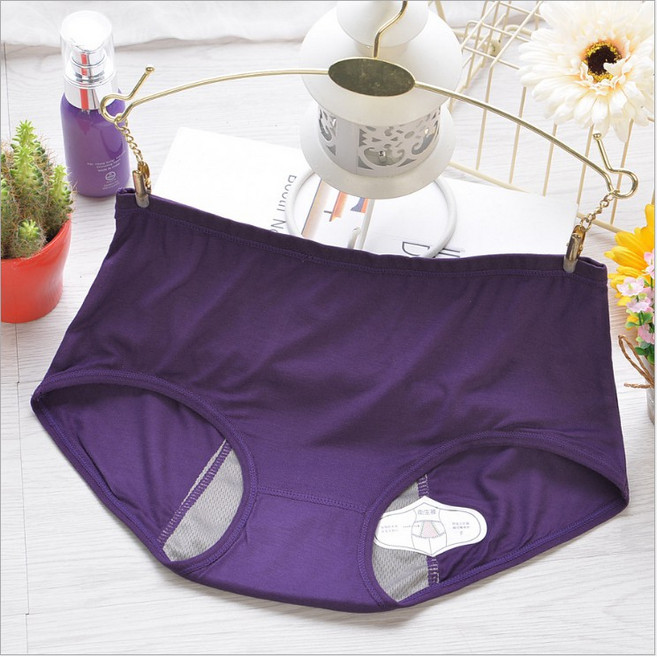 小天兒 莫代爾 加大 防側漏 生理褲 月經 舒適 高腰內褲, 紫色,均碼適合22~33腰內穿