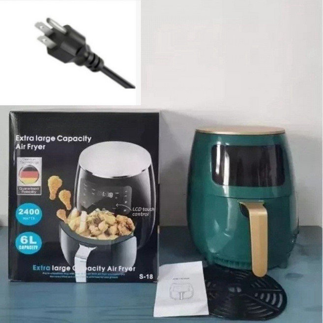 跨境可視8L空氣炸鍋家用大容量薯條機智能多功能 電炸鍋Airfrye, 美規110V, 6L綠色(美規插頭110V)