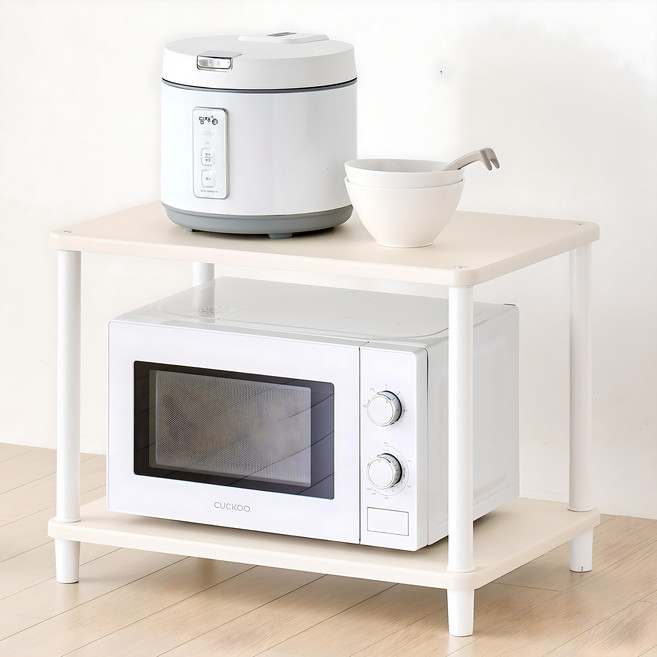 [색상리뉴얼행사] 국내생산 튼튼한 조립식 전자렌지대 다용도수납장 밥솥다이 렌지대수납장 맘마존 강아지수납장, 1-1) 진열장형 2단-크림화이트