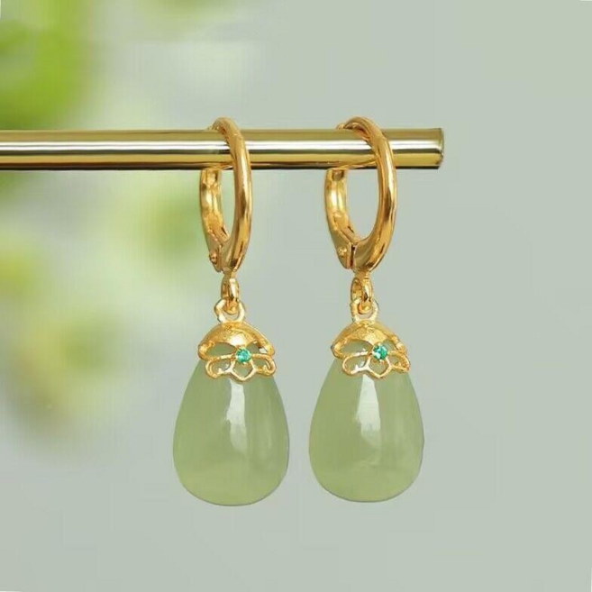 옥 귀걸이 비취 드롭 여성 데일리 by 모리에