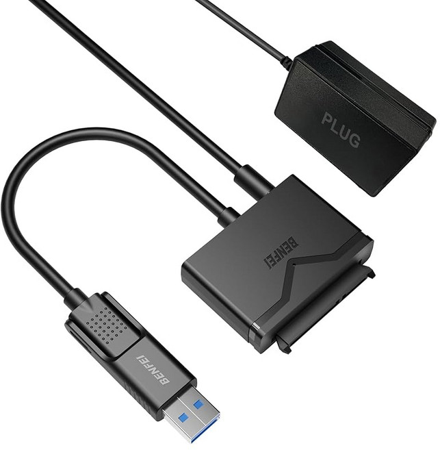 BENFEI SATA-USB 케이블 2인치 USB-C/USB 3.0~SATA III 하드 드라이버 어댑터 2.5인치 HDD 및 SSD와 호환 가능, USB to 2.5 3.5 SSD HDD, 1개