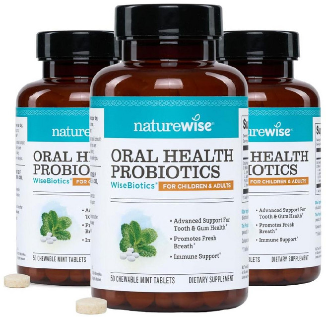 네이처와이즈 구강 유산균 프로바이오틱스 Blis K12 M18 민트 츄어블 50정 3개