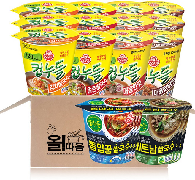 기획 오뚜기 컵누들 6종 18입 C-1호 (매콤3+베트남쌀국수3+똠양꿍3+얼큰쌀국수3+김치쌀국수3+매콤찜닭3), 1개