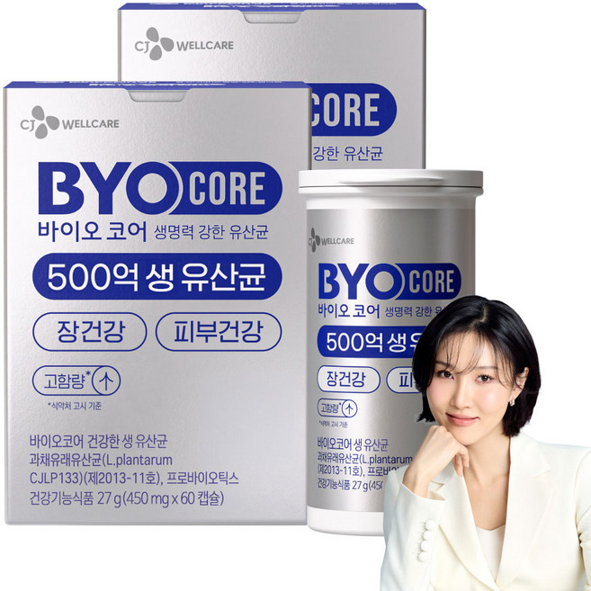 500억 유산균 CJ 바이오코어 건강한 생유산균 고함량 특허유산균, 2개, 60정
