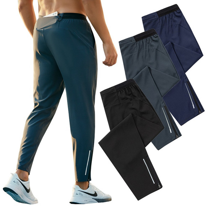 남성 퀵드라이 트레이닝 팬츠 발목 지퍼 스포츠 밴딩 조거 헬스 운동복 바지