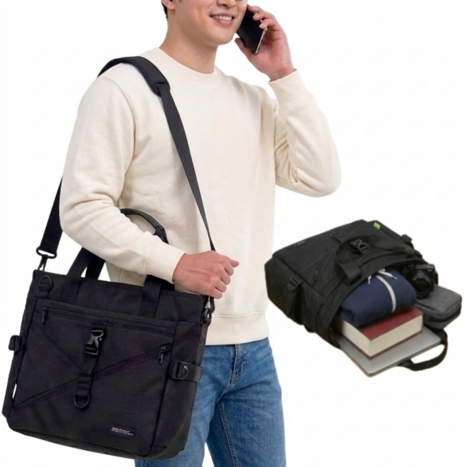 라이프토닉 남자 크로스백 대용량 노트북 수납 방수 토트백 대학생 직장인 여행용 메신저백 데일리 숄더백