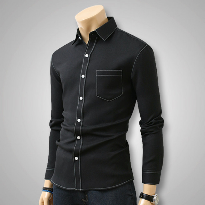 블루포스 BG아레즐 남자 긴팔 남방 스티치 배색 봄 가을 남성 셔츠