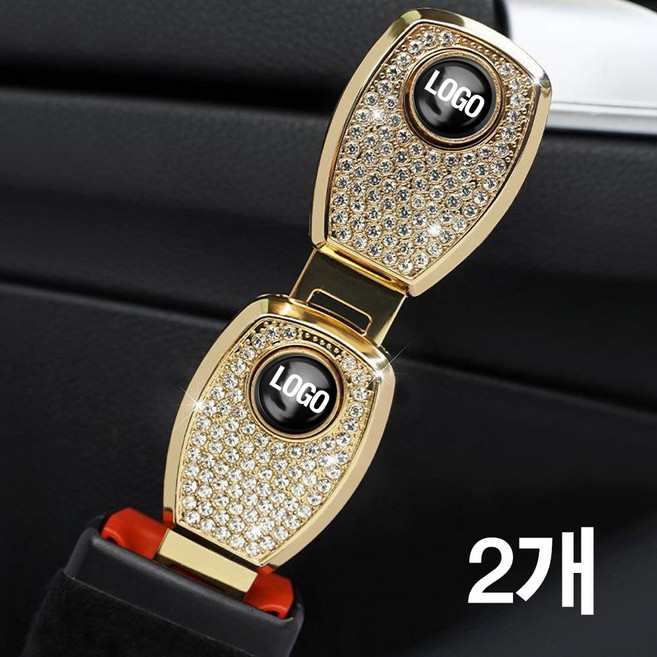 [플러스리빙] 차량용 자동차 악세사리 안전 벨트 연장 2P 1+1, 1세트, 골드+골드