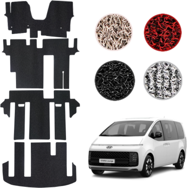 [스타리아] 와이투 프리미엄 자동차 코일매트 현대 스타리아 확장형, 1+2+3열, 블랙, 스타리아투어러11인승(2021~)