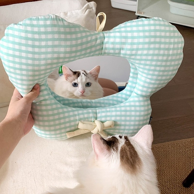 패브릭 쿠션 벽거울, 핑크 나비