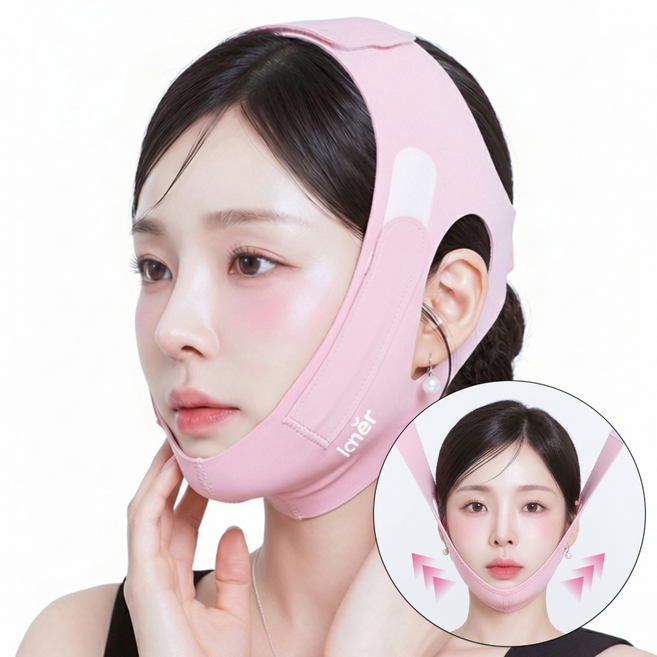 라네르 이중압박 V라인 얼굴 리프팅밴드, 1개, 핑크
