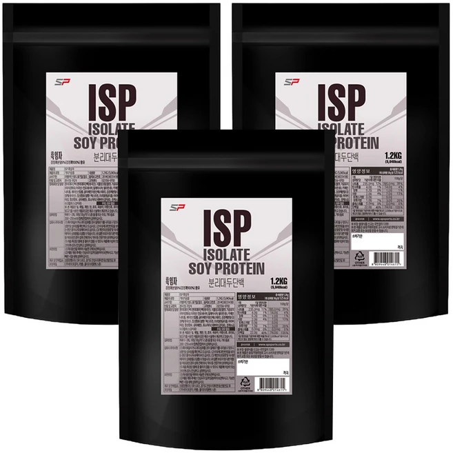 SP스포츠 ISP 분리대두단백질 흑임자맛, 1.2kg, 3개 - 쿠팡