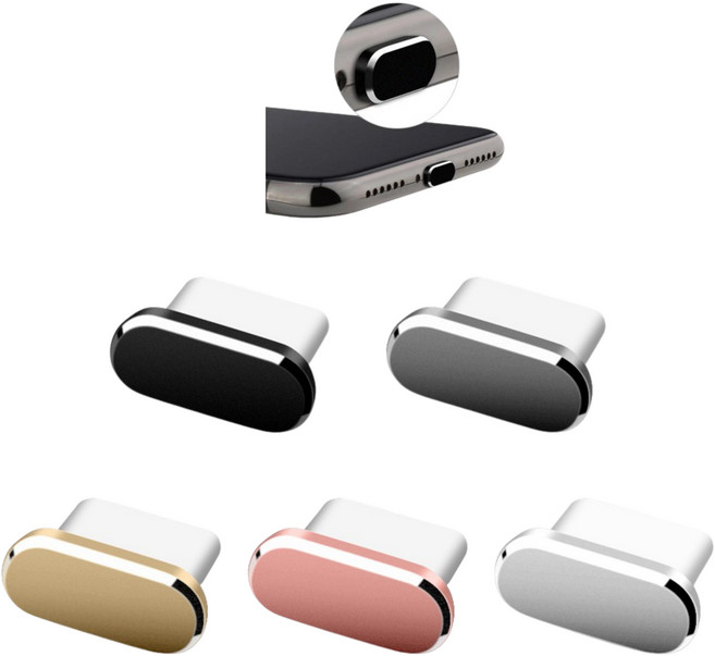 온새솔 C타입 보호캡 알루미늄 마개 5개, 블랙+실버+차콜+골드+로즈골드, 1개