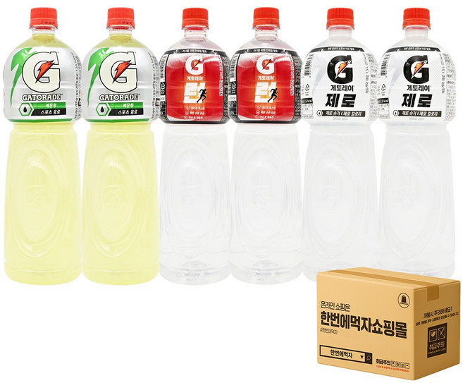 [한번에먹자] 이온음료 혼합세트 (게토레이 + 게토레이 제로 + 게토레이 런), 6개, 1.5L