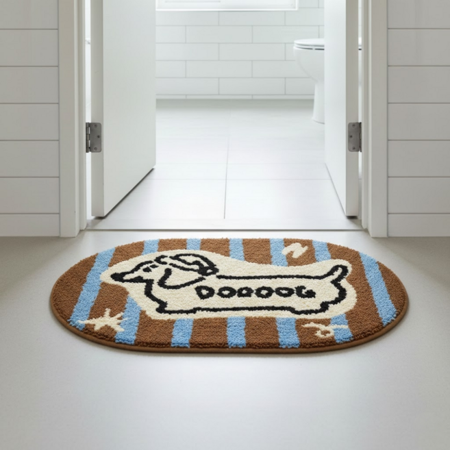 더벨류 논슬립 흡수력강화 강아지 욕실 발매트 50x80cm, 1개, 브라운