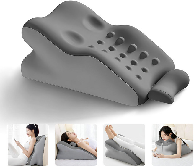 HANC 다기능 침대 등받이 쿠션 다리 목편한 베개 발쿠션, 투톤 그레이
