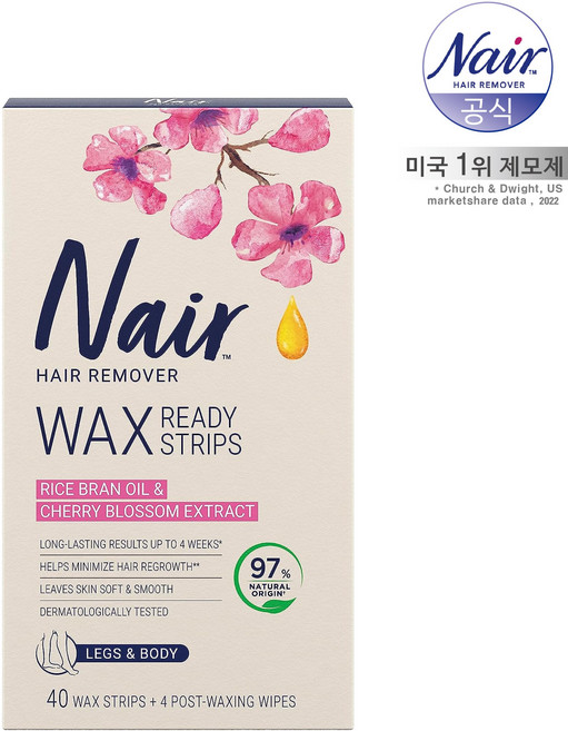 네어 민감성용 바디 제모 왁스스트립 40+4매, 1개