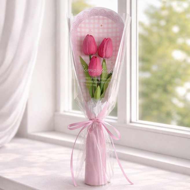 스마일꽃1송이킨더조이 졸업선물 생일선물 졸업식꽃다발 어린이날 어린이날 킨더조이꽃다발, 1개, 핑크, 30cm