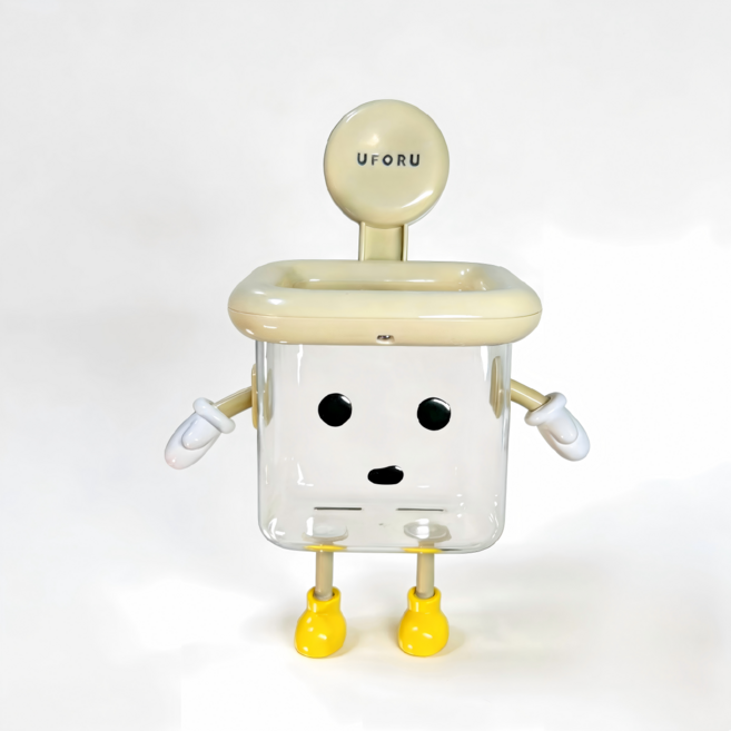 북유럽 귀여운 캐릭터 벽걸이 수납함 투명 욕실 화장실 다용도 칫솔꽂이, 1개, S