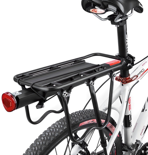 트레벨로 시트포스트 길이조절 후미등장착 자전거 짐받이 랙, 1개, 블랙