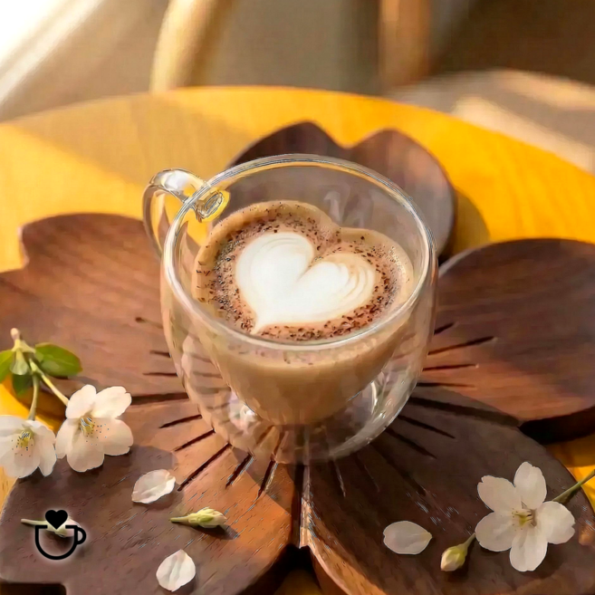 집앤조이 하트 시그널 이중 유리 커피잔(2P) 내열 강화 감성 홈카페 250ml, 투명(2개), 1개