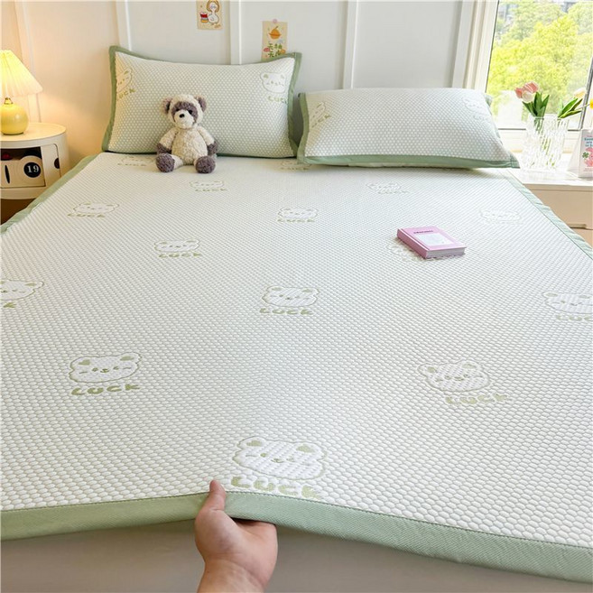 Sherrich 냉감패드 쿨매트 여름 침대패드, 아이스베어-그린