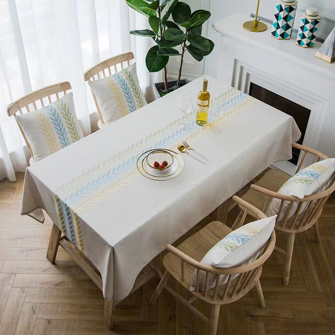 칠월 린넨 방수 식탁보, 파스텔톤, 6인(130 x 220 cm)