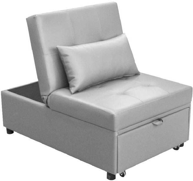 JUSTBUY 可收納沙發床 懶人摺疊沙發躺椅, 耐刮耐磨貓抓皮-灰色, 1個